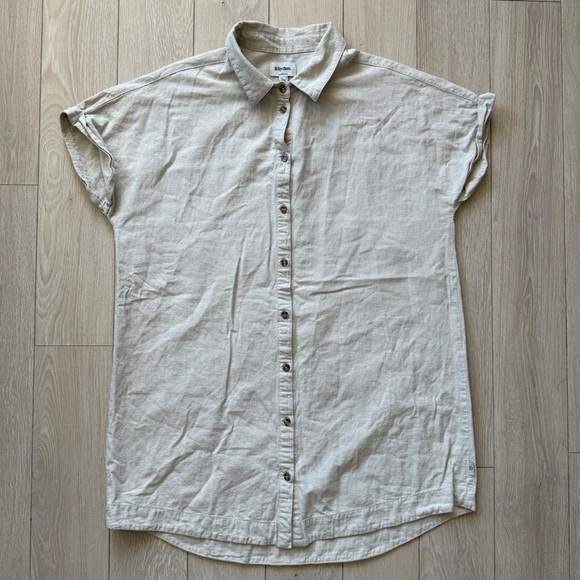 Rhythm. Classic Linen Cotton Shirt Dress in Cream Women’s Size Medium - Picture 2 of 12